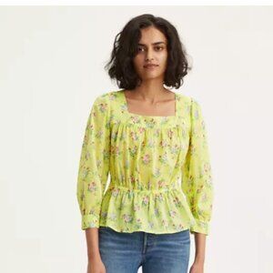 Levi's Nafisa Yellow Cotton Floral Top XS